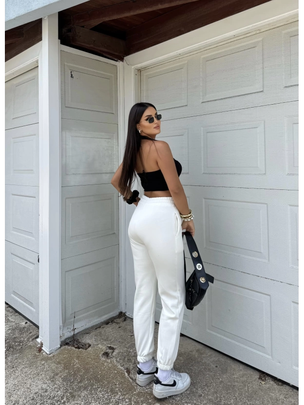 Beyaz 3 İplik Jogger Eşofman Altı