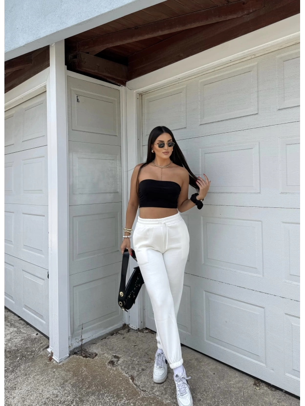Beyaz 3 İplik Jogger Eşofman Altı