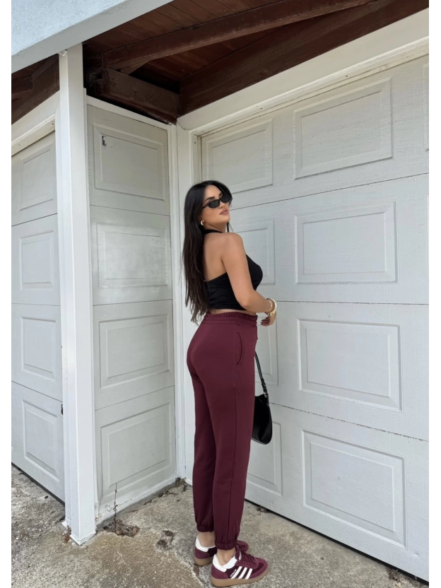 Bordo 3 İplik Jogger Eşofman Altı