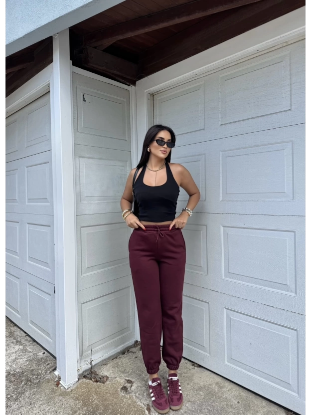 Bordo 3 İplik Jogger Eşofman Altı