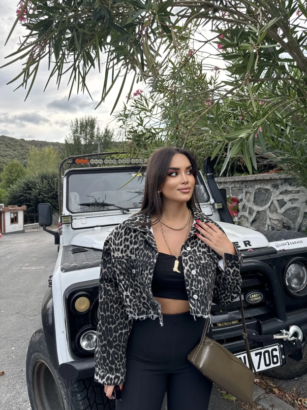 Leopar Crop Ceket