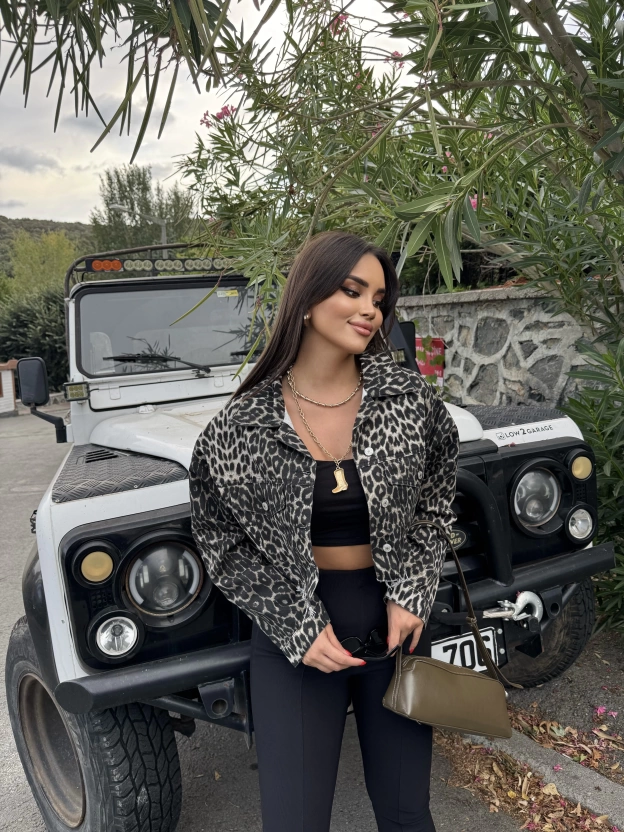 Leopar Crop Ceket
