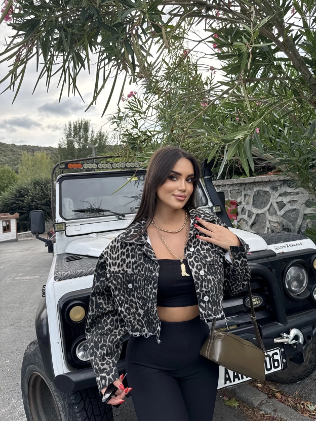 Leopar Crop Ceket