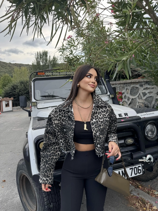 Leopar Crop Ceket