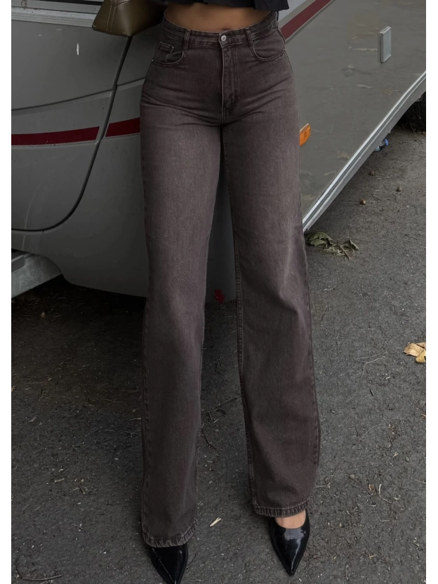 Kahverengi Wide Leg Pantolon