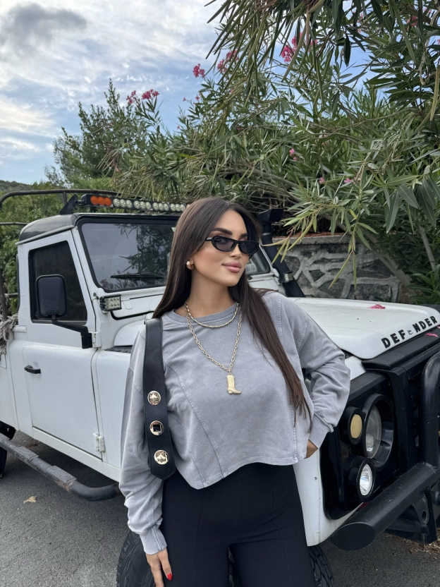 Antrasit Modal Oversize Yıkamalı Sweatshırt