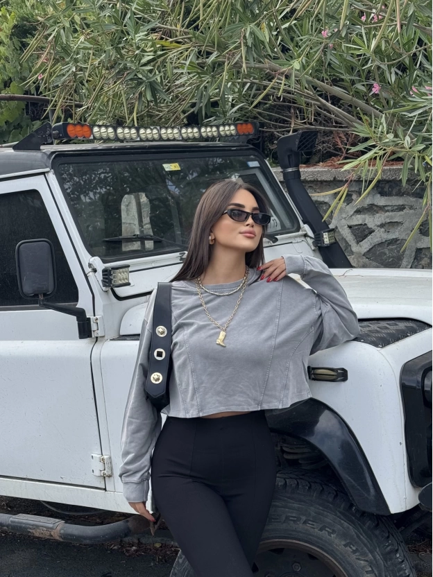 Antrasit Modal Oversize Yıkamalı Sweatshırt