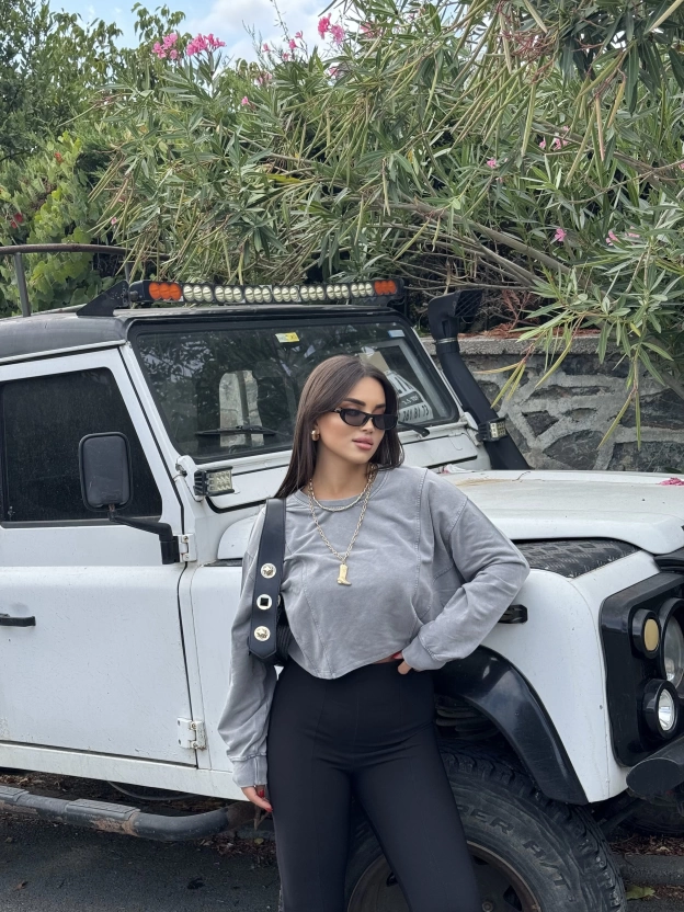Antrasit Modal Oversize Yıkamalı Sweatshırt