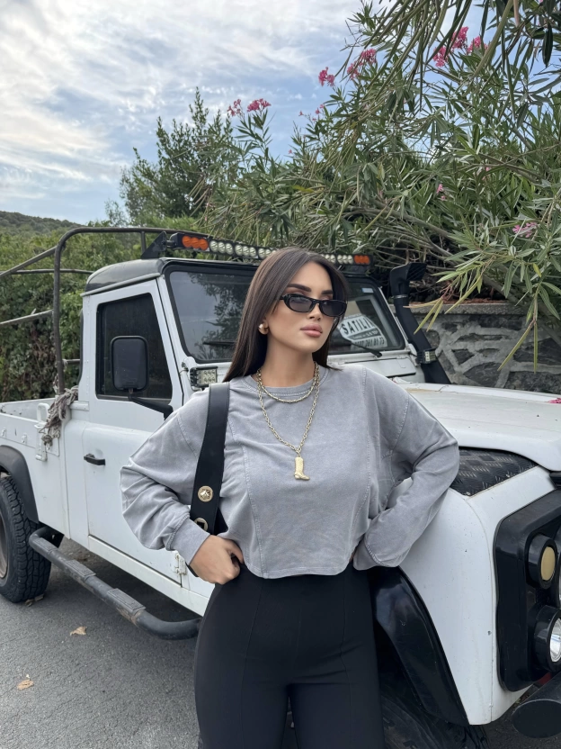 Antrasit Modal Oversize Yıkamalı Sweatshırt