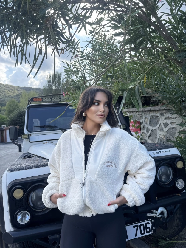 Bej Oversize Peluş Mont