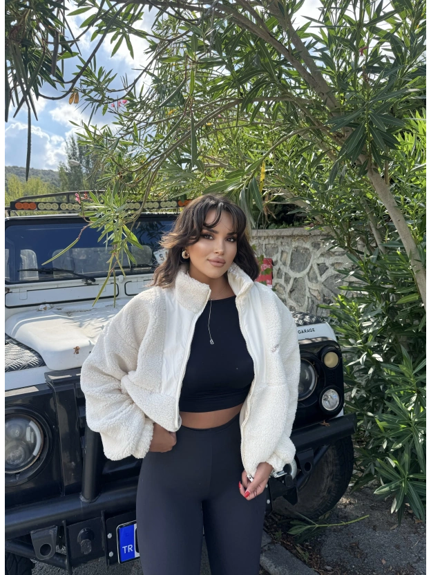 Bej Oversize Peluş Mont