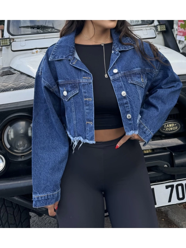 Mavi Crop Ceket