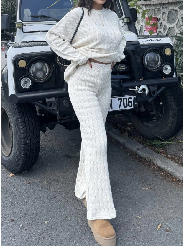 Bej Oversize Triko Alt Üst Takım
