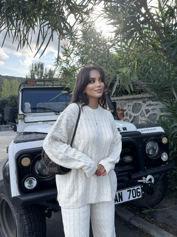 Bej Oversize Triko Alt Üst Takım