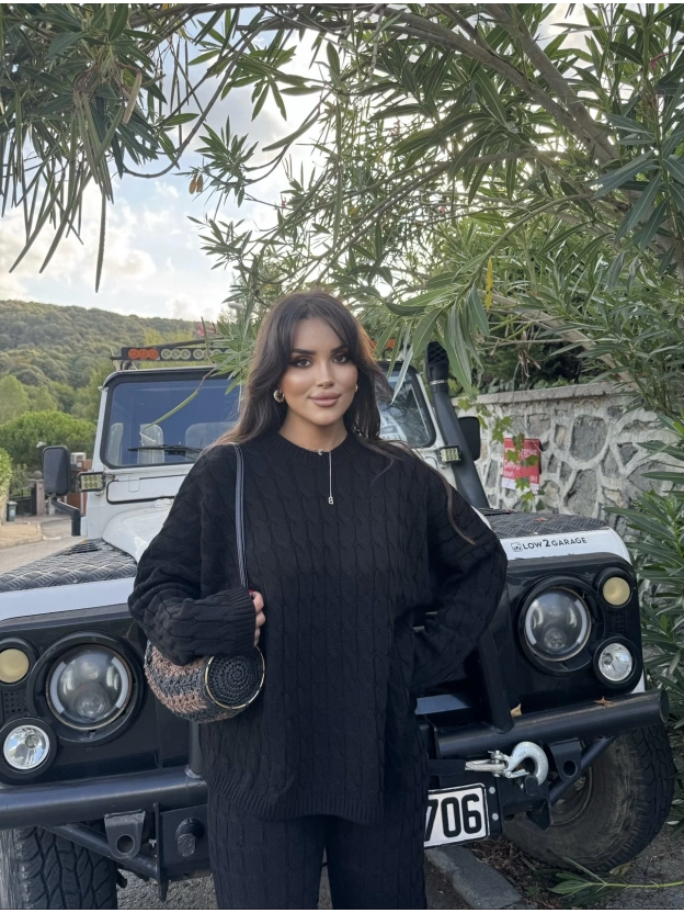 Siyah Oversize Triko Alt Üst Takım