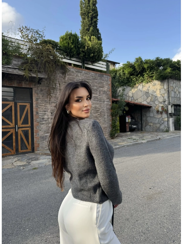 Antrasit İkili Büstiyer Hırka Takım