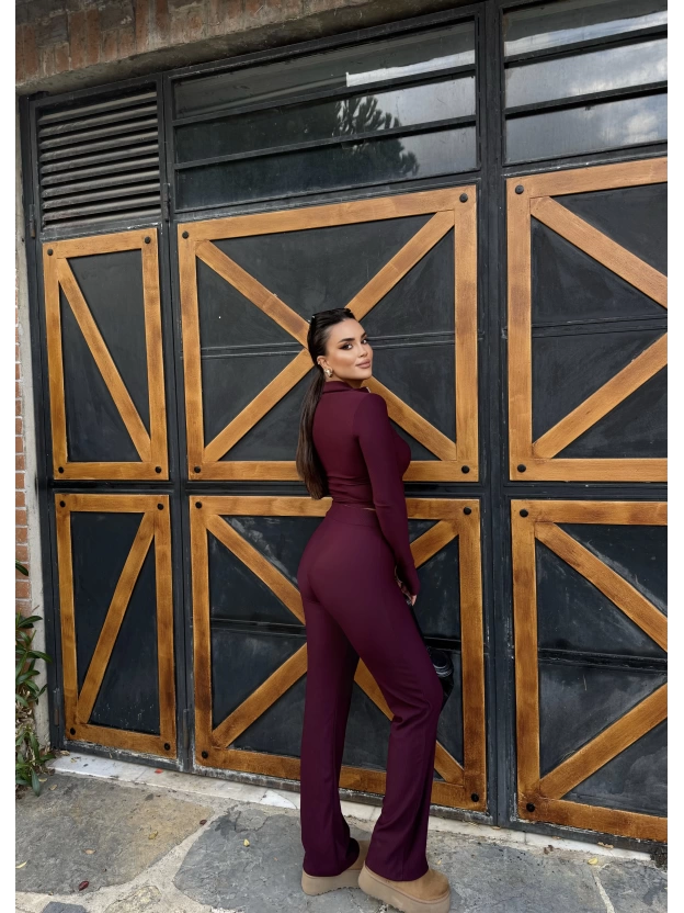 Bordo Fitilli Fermuarlı Alt Üst Takım