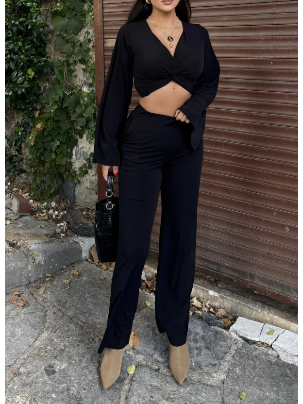 Siyah Burgu Detay İkili Takım