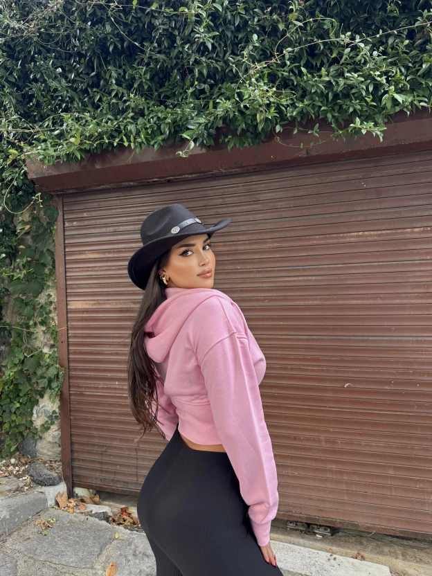 Pembe Premium Crop Sweatshırt