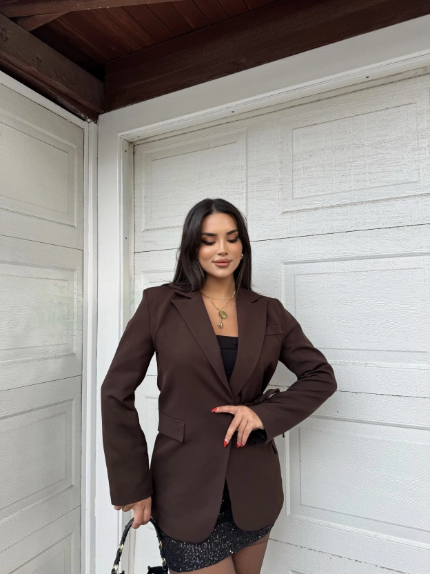 Kahverengi Tasarım Blazer