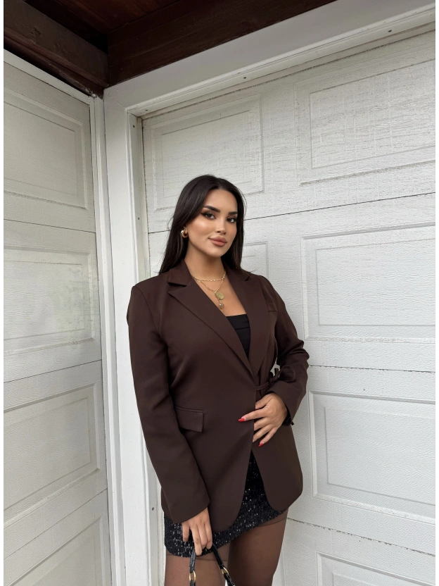 Kahverengi Tasarım Blazer