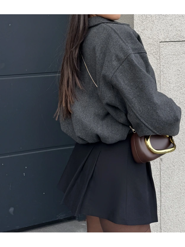 Antrasit Kaşe Bomber Mont