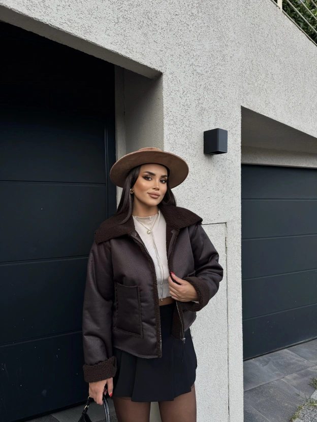 Kahverengi Tasarım Kürk Mont