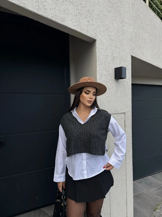 Antrasit Tasarım Gömlek Süveter