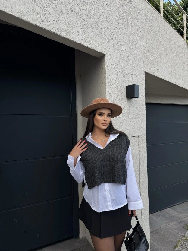 Antrasit Tasarım Gömlek Süveter