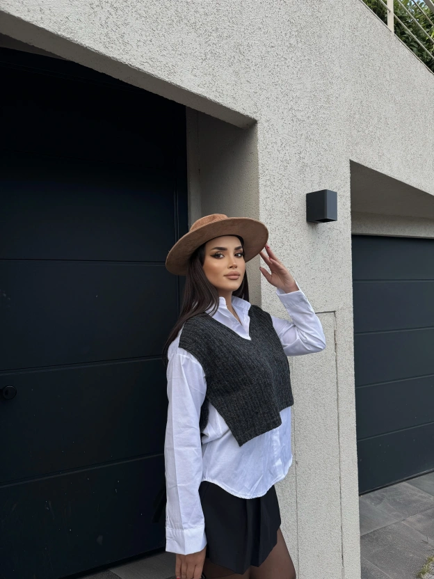 Antrasit Tasarım Gömlek Süveter