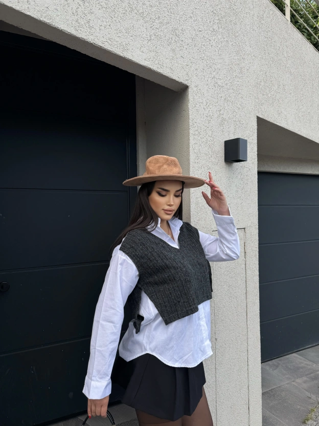 Antrasit Tasarım Gömlek Süveter