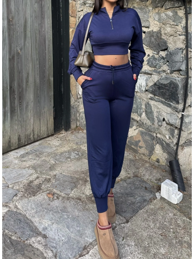 Lacivert Modal Fermuarlı Takım