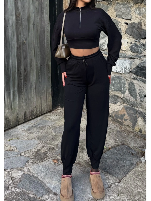 Siyah Modal Fermuarlı Takım