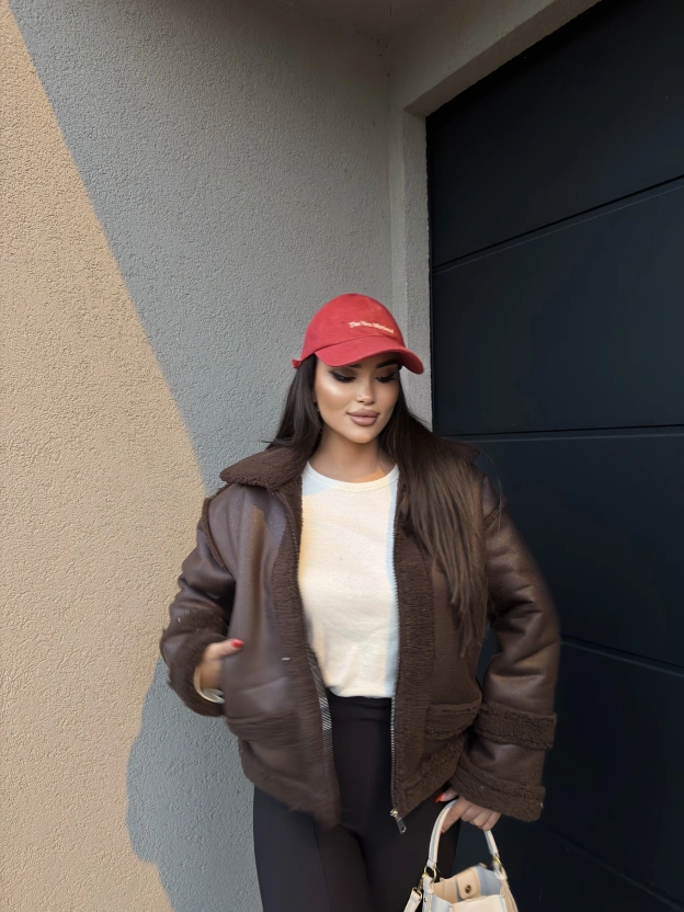 Kahverengi Oversize Peluş Mont