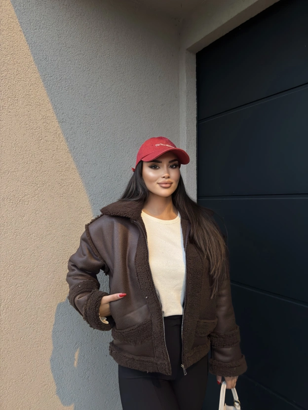Kahverengi Oversize Peluş Mont