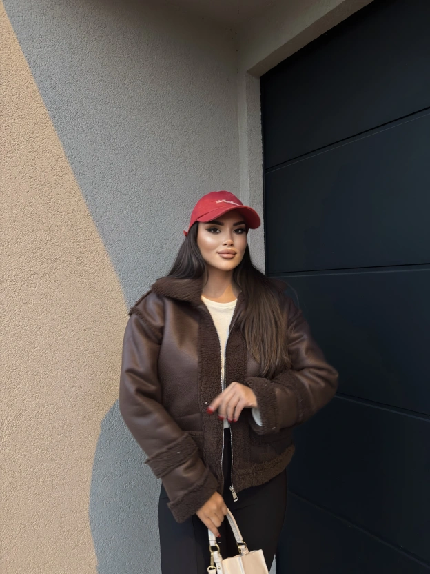 Kahverengi Oversize Peluş Mont