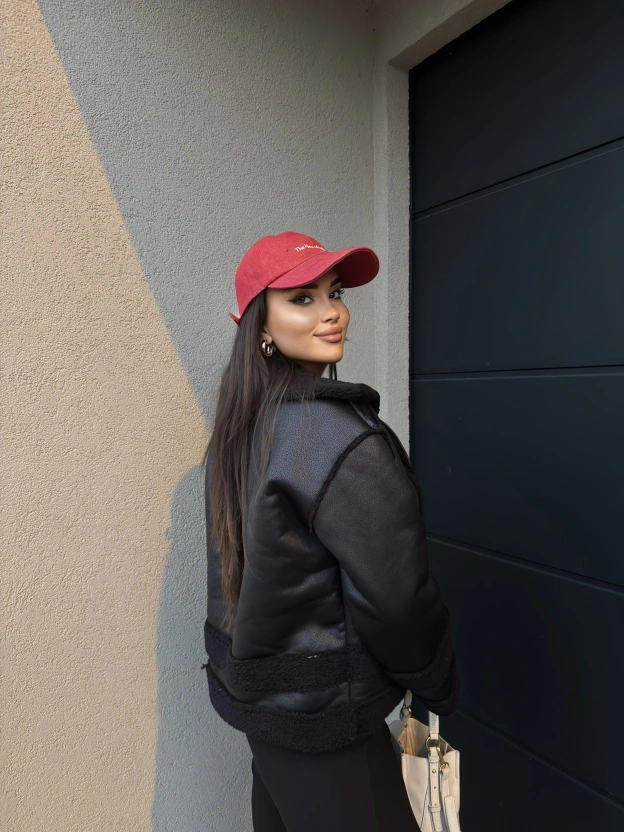 Siyah Oversize Peluş Mont