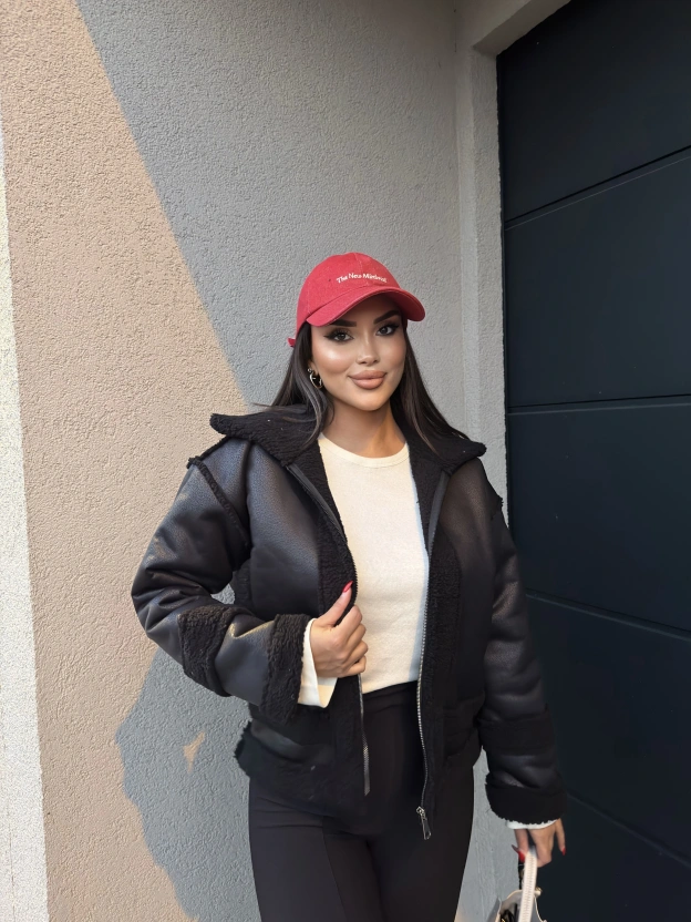 Siyah Oversize Peluş Mont