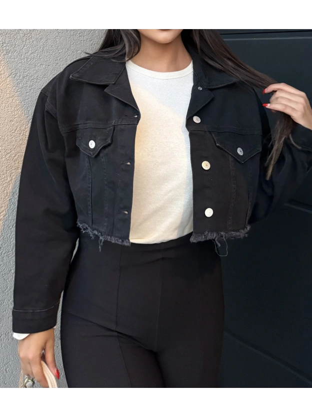 Siyah Crop Ceket