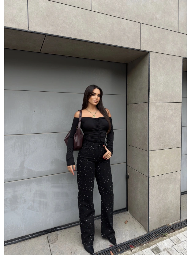 Siyah Taşlı Palazzo Pantolon