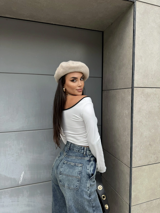 Beyaz İspanyol Kol Biyeli Crop