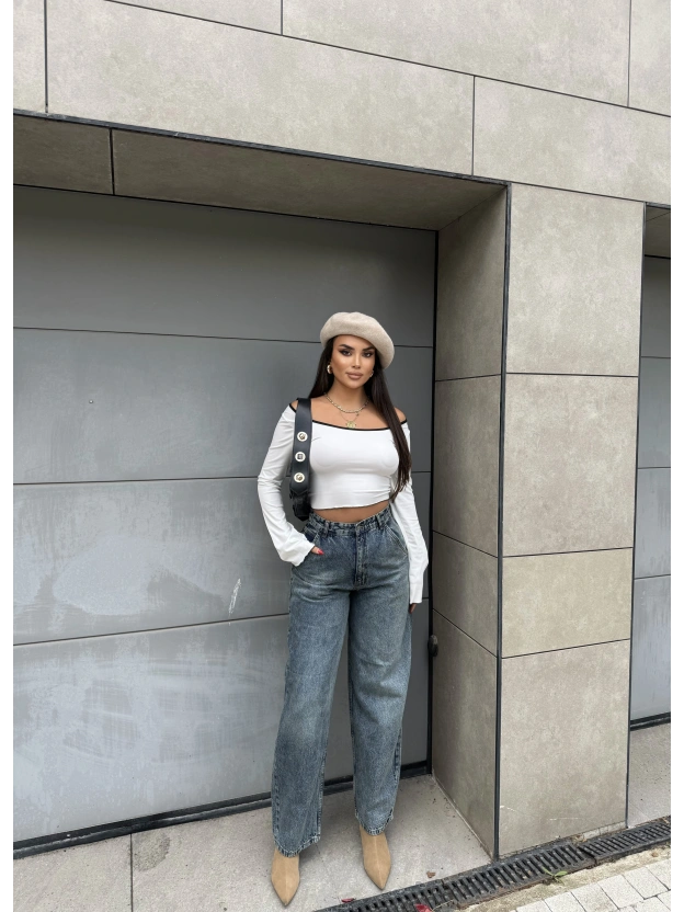 Mavi Tint Yan Cep Boyfirend Jean