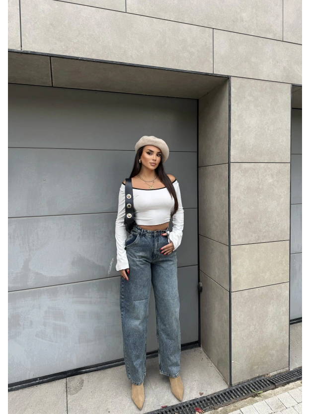 Mavi Tint Yan Cep Boyfirend Jean