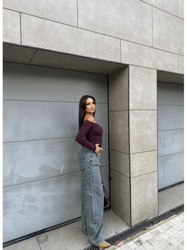 Mavi Tint Yan Apoletli Baggy Pantolon