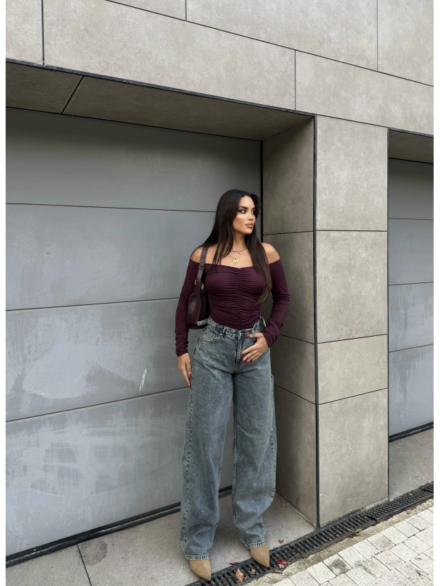 Mavi Tint Yan Apoletli Baggy Pantolon