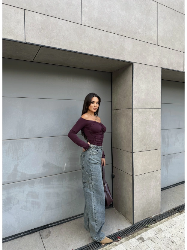 Mavi Tint Yan Apoletli Baggy Pantolon