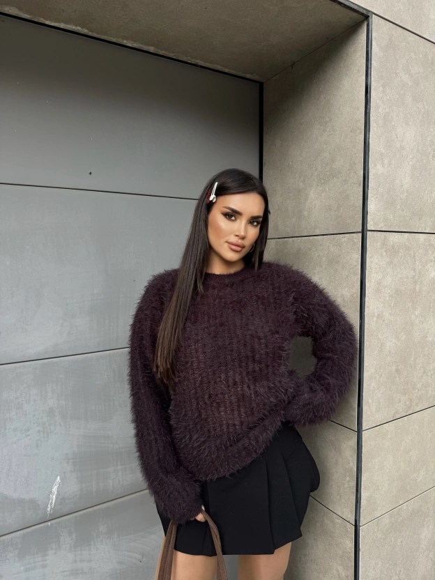 Kahverengi Bisiklet Yaka Yumoş Kazak