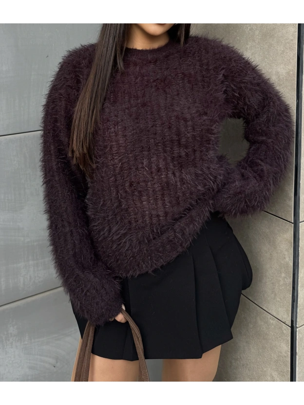 Kahverengi Bisiklet Yaka Yumoş Kazak