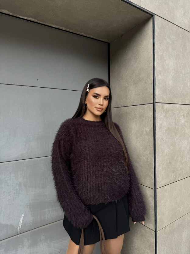 Kahverengi Bisiklet Yaka Yumoş Kazak