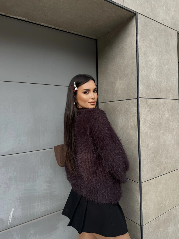 Kahverengi Bisiklet Yaka Yumoş Kazak